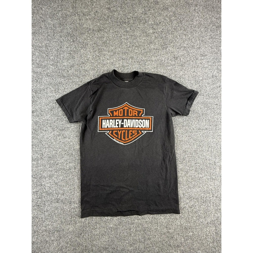 Vintage‎ Harley-Davidson Shirt Mens Small Black Shield Logo 1982 Motorcycle Tee